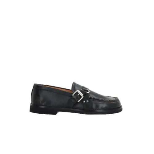 Premiata , Black Vintage Leather Moccasin Shoes ,Black male, Sizes: