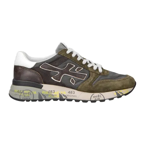 Premiata , Green Mix Material Sneakers with Colorful Details ,Green male, Sizes: