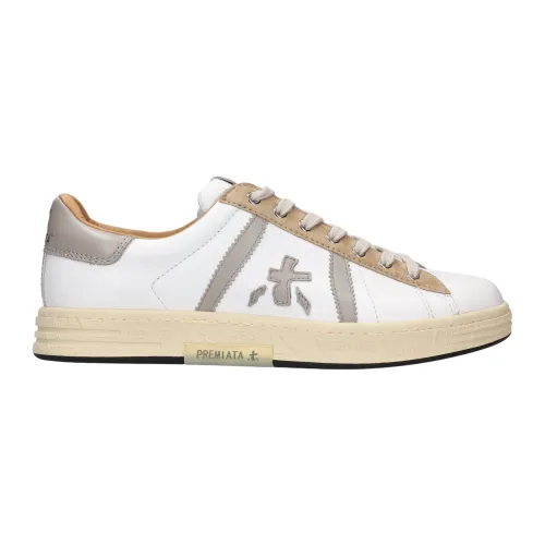 Premiata , Timeless Leather Sneakers with Colorful Details ,White male, Sizes: