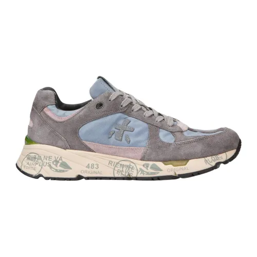 Premiata , Vintage Sneakers with Vibrant Details ,Gray male, Sizes: