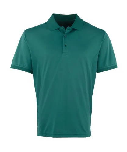 Premier Mens Coolchecker Pique Short Sleeve Polo T-Shirt (Bottle) - Green