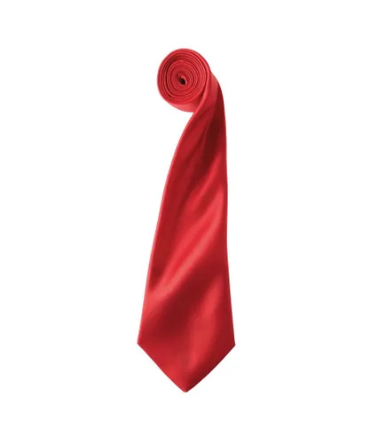 Premier Mens Plain Satin Tie (Narrow Blade) (Red) - One