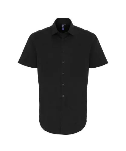 Premier Mens Stretch Fit Poplin Short Sleeve Shirt (Black)