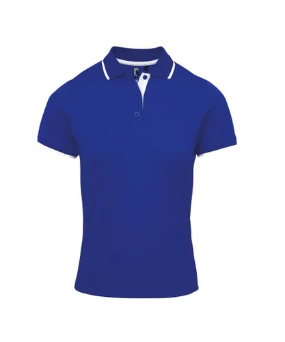 Premier Womens/Ladies Contrast Coolchecker Polo Shirt (Royal/White) - Blue