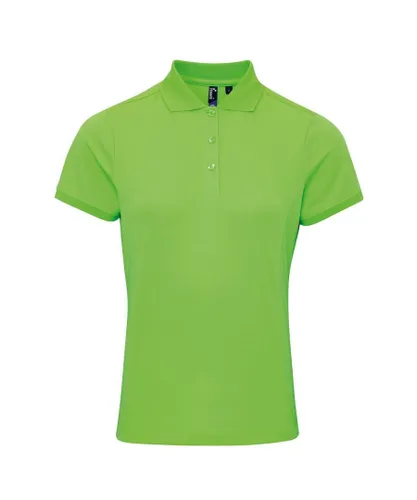 Premier Womens/Ladies Coolchecker Pique Polo Shirt (Neon Green)