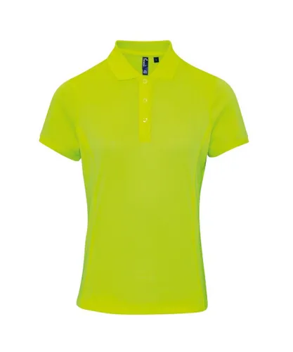 Premier Womens/Ladies Coolchecker Pique Polo Shirt (Neon Yellow)