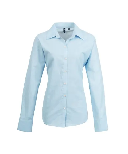 Premier Womens/Ladies Signature Oxford Long Sleeve Work Shirt (Light Blue)