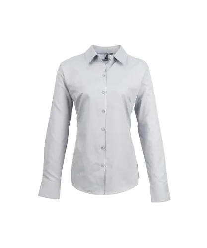 Premier Womens/Ladies Signature Oxford Long Sleeve Work Shirt (Silver)