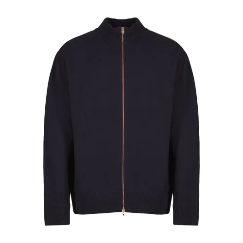 President's , Washed Wool Blue Navy Bomber Zip ,Black male, Sizes: