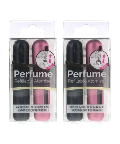 Pressit Unisex Twin Pack Refillable Perfume Spray Bottles - 2 x 4ml - Pink & Black x 2 - One Size