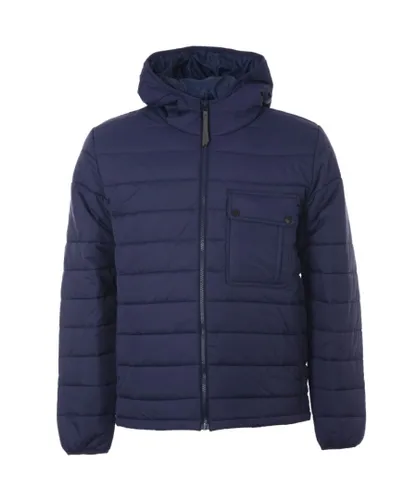 Pretty Green Mens Donlan Quilted Nylon Jacket in Navy