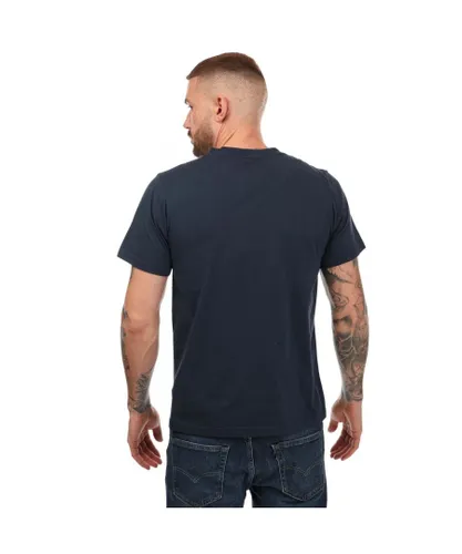 Pretty Green Mens Final Tie Logo T-Shirt in Navy Cotton