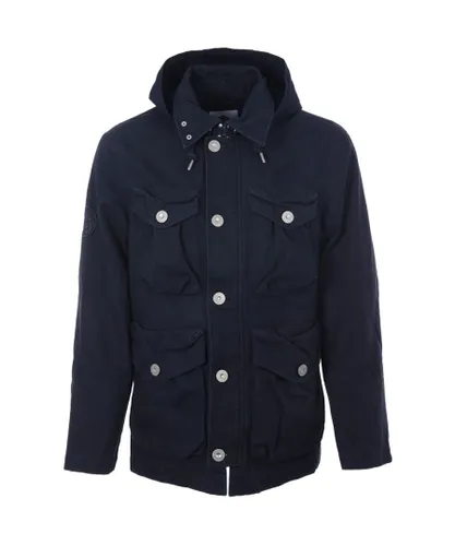 Pretty Green Mens Miles Four Pocket Jacket in Navy Cotton