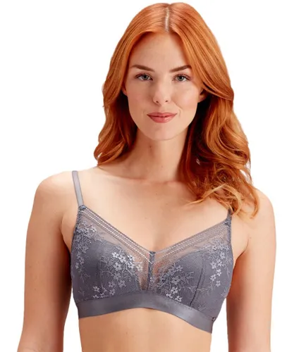 Pretty Polly Womens Botanical Lace Non Wired Triangle Bra - Nightshade - Blue
