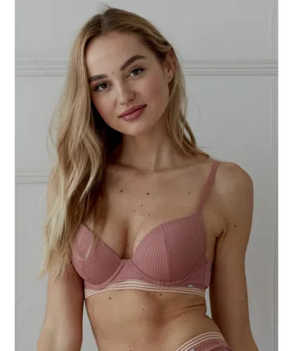 Pretty Polly Womens Contemporary Rib Underwired T-Shirt Bra - Dusty Rose Polyamide/Polyester