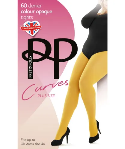 Pretty Polly Womens Curves Plush Opaque 60 Denier Tights - Mustard