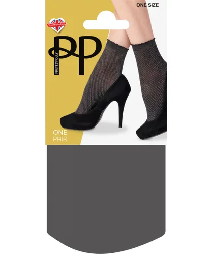 Pretty Polly Womens Diagonal Sparkly Fashion Anklets 1 Pair Pack - Black/Silver - Black & Silver - One