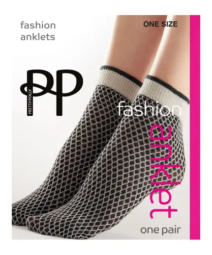 Pretty Polly Womens Sparkle Net Effect Anklets - Black/Silver - Black & Silver - One