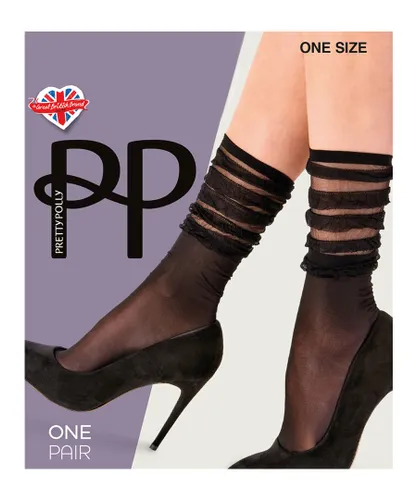 Pretty Polly Womens Stripe Fall Down Fashion Anklet - Black - One