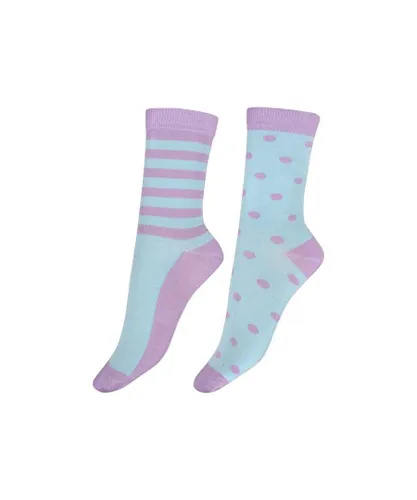 Pretty Polly Womens Stripe & Spot Bamboo Socks 2 Pair Pack - Lilac Mix - One