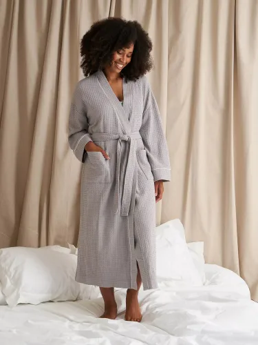 Pretty You London Luxury Suite Waffle Dressing Gown - Shale Grey - Female
