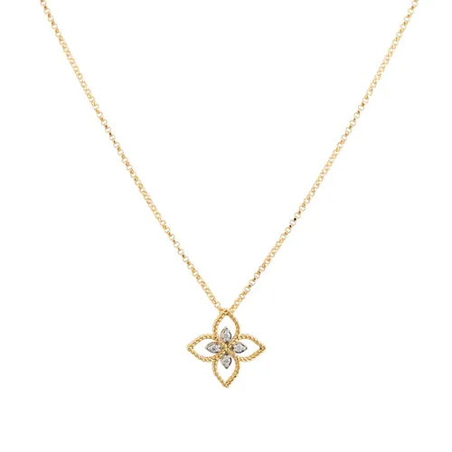 Princess Flower 18ct Bi-Colour Gold 0.04cttw Diamond Pendant