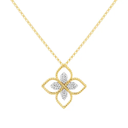 Princess Flower 18ct Bi-Colour Gold 0.18cttw Diamond Pendant
