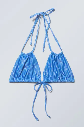 Printed Strappy Bikini Top - Blue