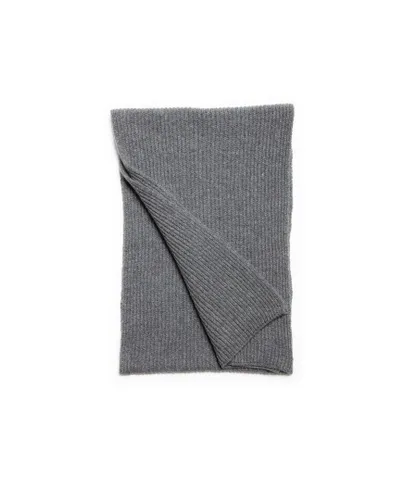 Private White Mens The Cashmere Ribbed Scarf-Cobble Grey - One