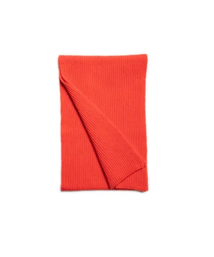 Private White Mens The Cashmere Ribbed Scarf-Vermillion - Red - One