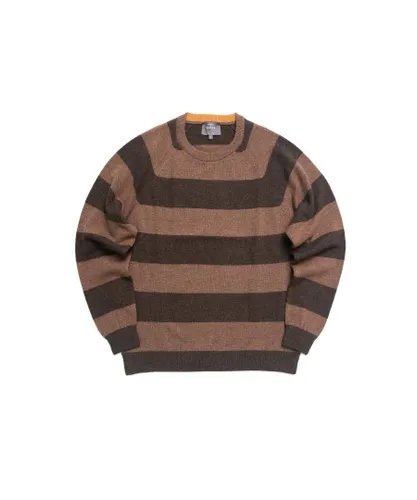 Private White Mens The Stretford Sweater-Striped Brown