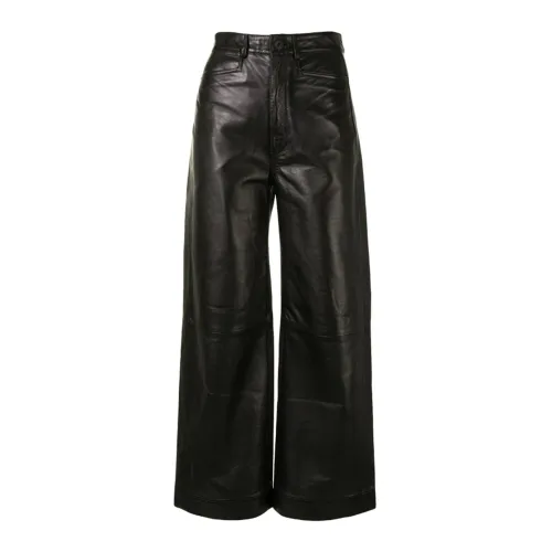 Proenza Schouler , Black Wide Trousers with Luxury Details ,Black female, Sizes: