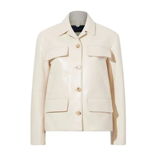 Proenza Schouler , Ecru Laquered Leather Roos Jacket ,Beige female, Sizes: