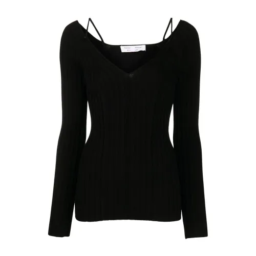 Proenza Schouler , Knit V-Neck Dress ,Black female, Sizes: