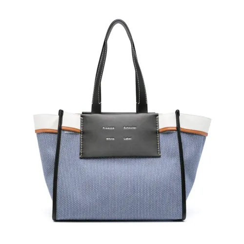 Proenza Schouler , Large Morris Pinstripe Tote Bag ,Blue female, Sizes: ONE SIZE