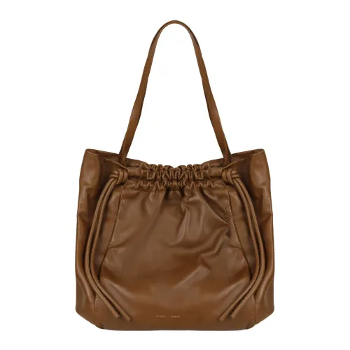 Proenza Schouler , Leather Drawstring Tote with Engraved Logo ,Brown female, Sizes: ONE SIZE