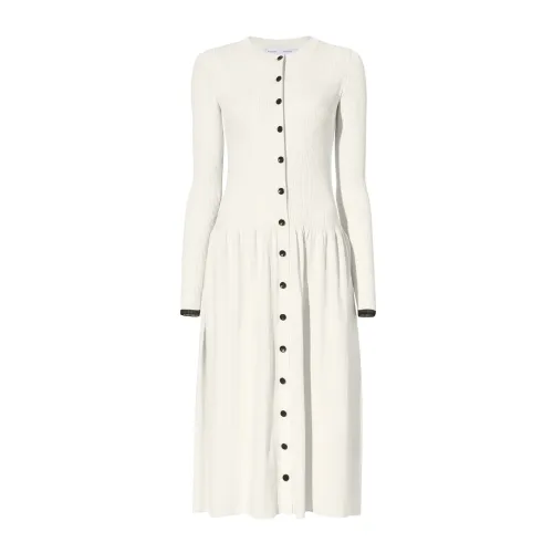 Proenza Schouler , Rib knit button front dress ,Beige female, Sizes: