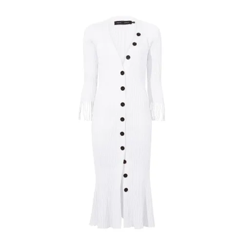 Proenza Schouler , Rib knit fringe sleeve dress ,White female, Sizes: