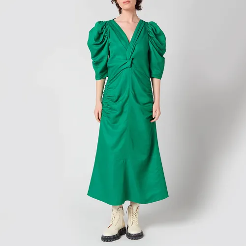 Proenza Schouler Women's Linen Viscose Shirred Sleeve Dress - Bright Green - US 8/