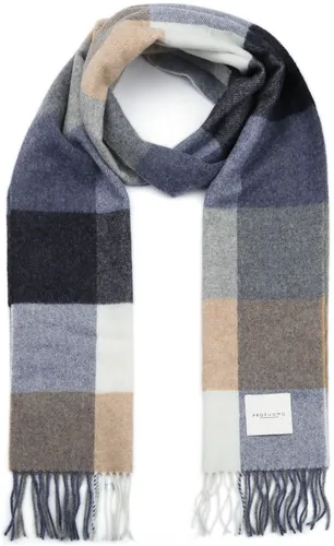 Profuomo Scarf Lambswool Checkered Beige Brown Multicolour Blue