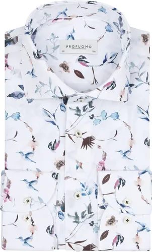 Profuomo Shirt Floral Print White Multicolour