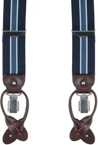 Profuomo Suspenders Navy-Lightblue Dark Blue Blue