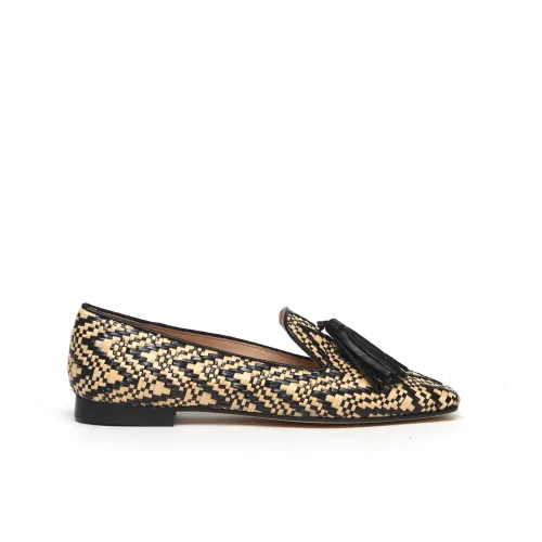 Prosperine , Beige and Black Raffia Loafers with Tassels ,Multicolor female, Sizes:
