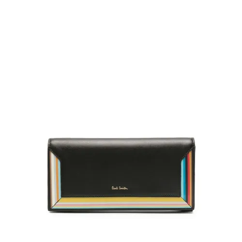 PS By Paul Smith , Black Leather Wallet with Stripe Detailing ,Black female, Sizes: ONE SIZE