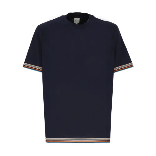 PS By Paul Smith , Blue Art Stripes Cotton T-Shirt for Men ,Blue male, Sizes: