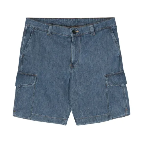 PS By Paul Smith , Blue Denim Shorts with Cargo Pockets ,Blue male, Sizes: