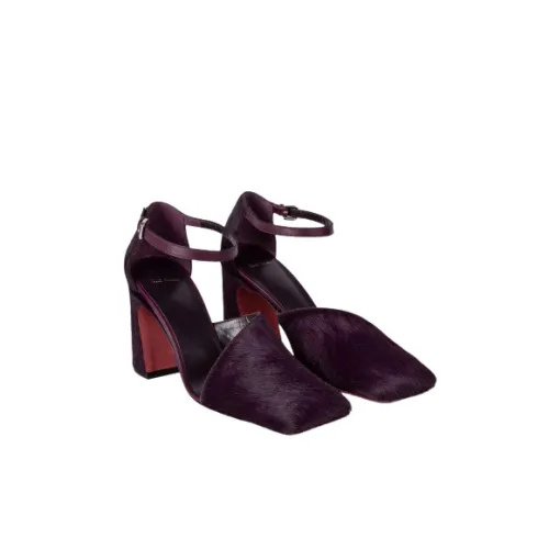 PS By Paul Smith , Dark Violet Pony-Hair Heeled Shoes ,Purple female, Sizes: