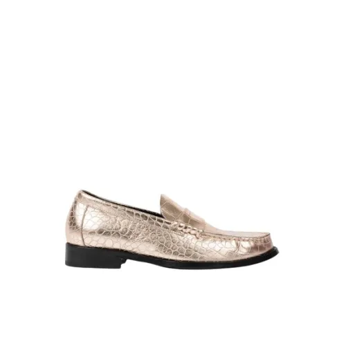 PS By Paul Smith , Gold Leather Mock-Croc Cassini Loafers ,Yellow female, Sizes: