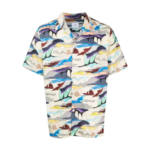 PS By Paul Smith , Graphic Print Cotton Shirt ,White male, Sizes:
