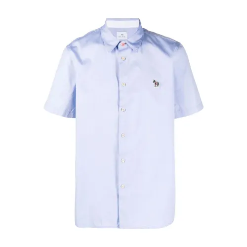 PS By Paul Smith , Logo-Embroidered Cotton Shirt ,Blue male, Sizes: